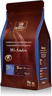 Cacao Barry Belgian Dark Chocolate Couverture, 58% Cacao, Semi-Sweet Pistoles, 5 Kg, Kosher Certified