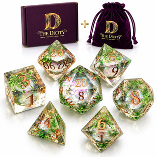 Green Grass DND Dice Set by The Dicity – Resin, Green, Model the dicity