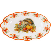Ceiba Tree Turkey Serving Platter, Melamine, 16 x 12.6 Inch, Thanksgiving