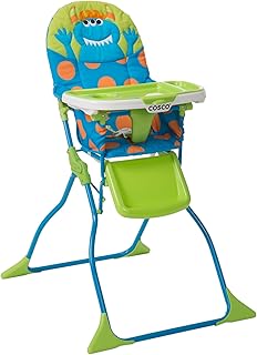 Cosco Kids Simple Fold Folding High Chair for Babies and Toddlers (from 6 Months to 50 lbs) Simple Fold Deluxe with 3-Position Tray, Portable High Chair, Monster Syd