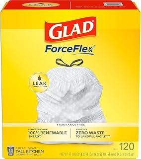CLO78564 - Glad ForceFlex Tall Kitchen Drawstring Trash Bags