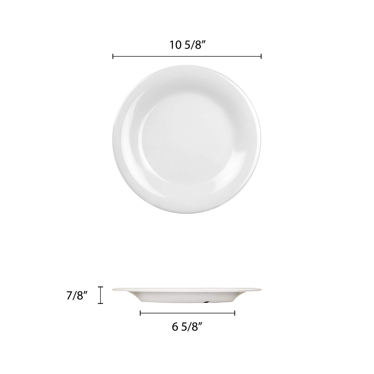 Color white melamine dinnerware collection 10.5 inch wide rim round plate by Thunder Group – Large, Melamine, White, Pack of 12, Model CR010W