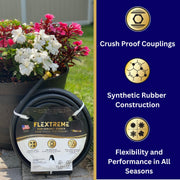 Flextreme 5/8" x 50ft Black Synthetic Performance Rubber Garden Hose by Flexon – 5/8" x 50ft, Polyvinyl Chloride (PVC), Black, Model FLXPR5850EC