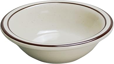 Yanco BR-11 Brown Speckled Fruit Bowl, 4.75 oz Capacity, 4.625" Diameter, China, American White Color, Pack of 36