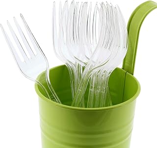 AmerCareRoyal Heavy Weight Unwrapped Disposable Polystyrene Plastic Forks for Restaurants and Catering, Clear, Pack of 1000