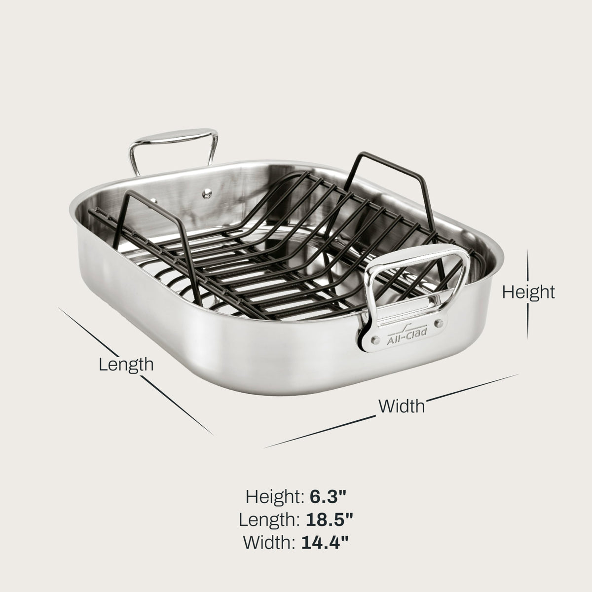 All-Clad Stainless Steel Roaster with Rack, 13 x 16 Inch, Silver