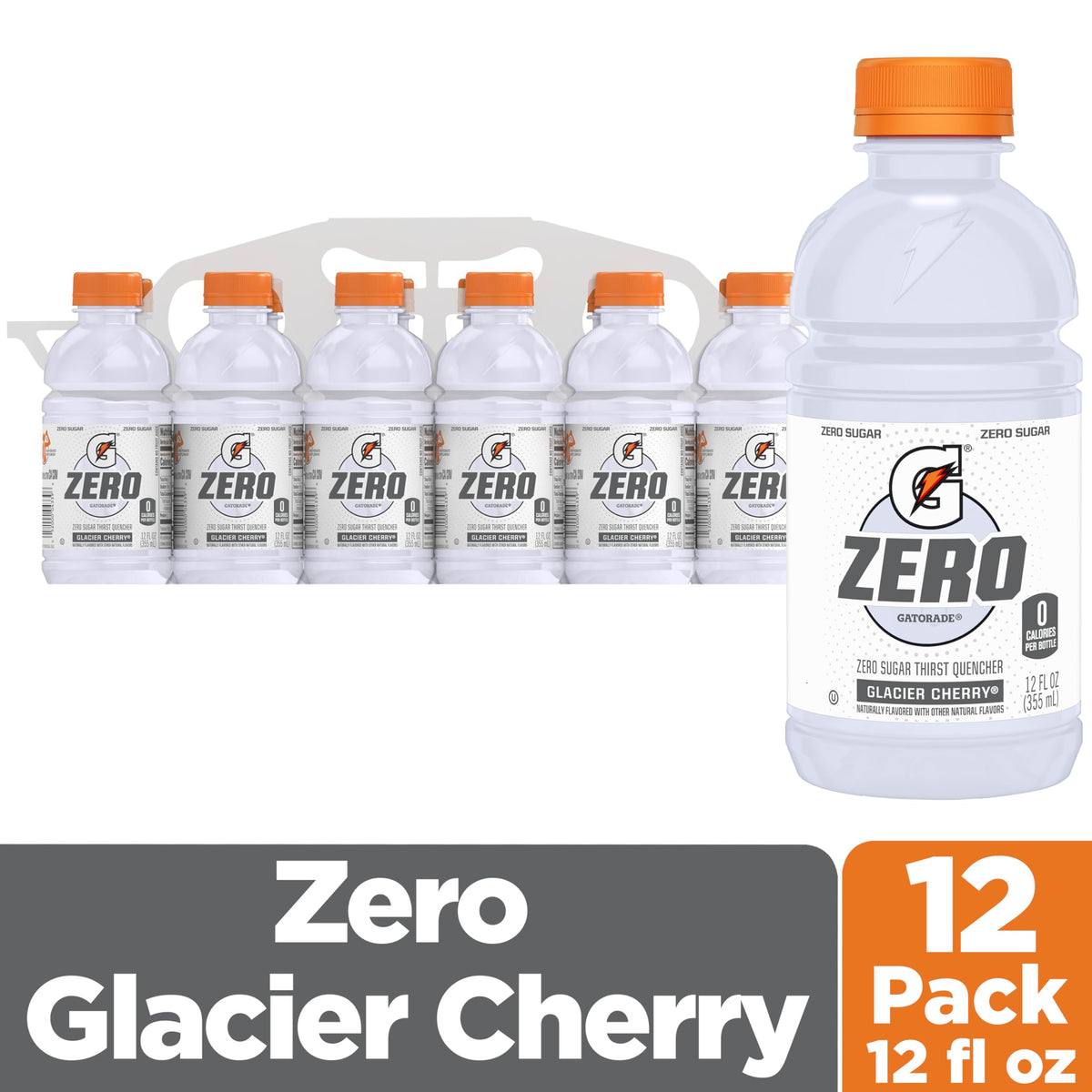 Gatorade Zero Sugar - Glacier Cherry / 12 Fl Oz (Pack of 12) / White Sports Drinks