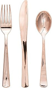 Creative Converting 48 Count Metallic Plastic Assorted Cutlery 315134 , Rose Gold