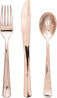 Creative Converting 48 Count Metallic Plastic Assorted Cutlery 315134 , Rose Gold