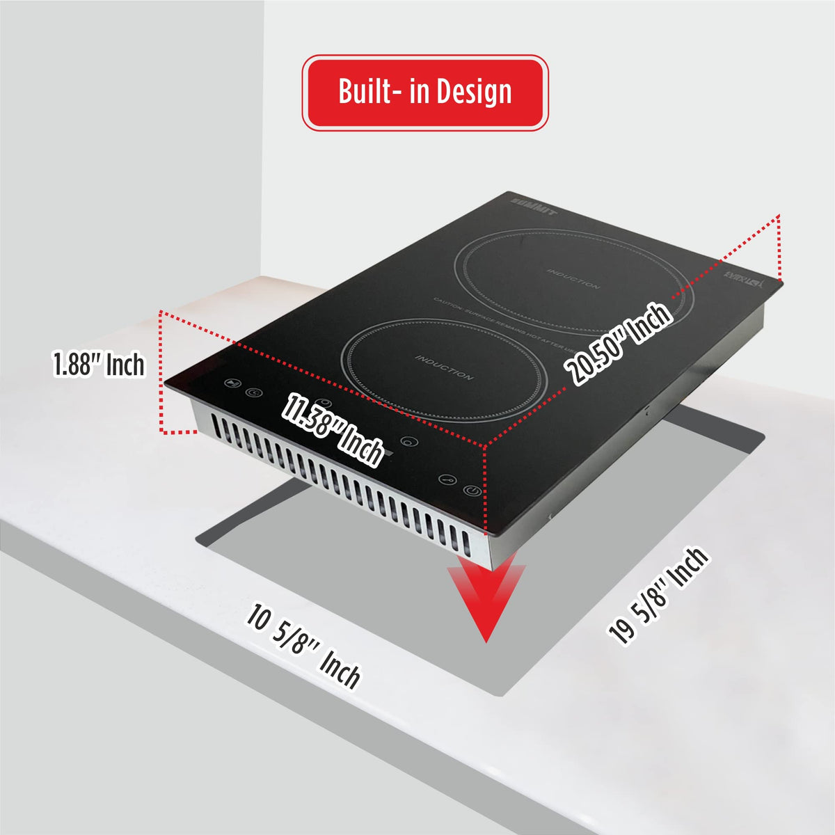 Summit 12" Induction Cooktop by Summit Appliance – 2-Burner, Glass, Black, Model SINC2B115