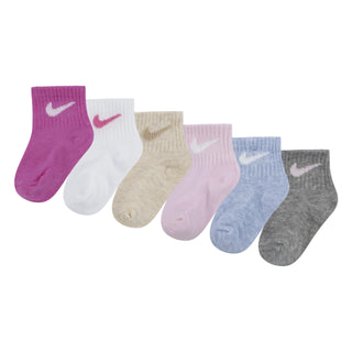 6-Pack Baby/Toddler Socks by Nike – Cotton Blend, Playful Pink, Pack of 6, Model 1015782310