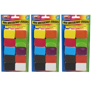Productions Non-Magnetic Mini Whiteboard Erasers by Ashley – 2" x 1.5" x 0.75", Plastic, Multi, Model ASH78003-3