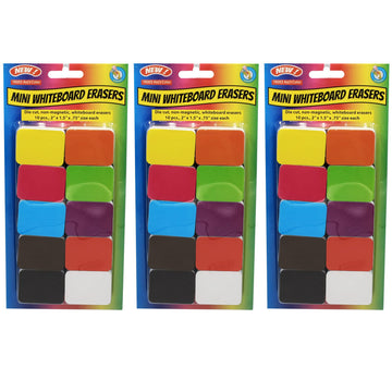 Productions Non-Magnetic Mini Whiteboard Erasers by Ashley – 2" x 1.5" x 0.75", Plastic, Multi, Model ASH78003-3