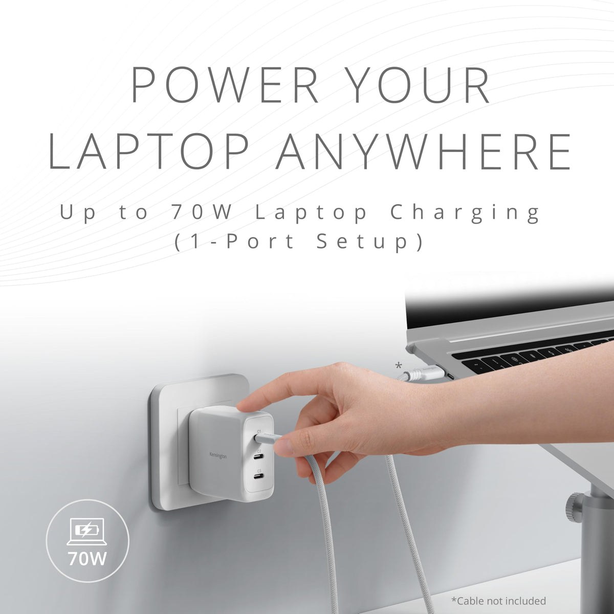 70W USB-C GaN Power Adapter and 3 Port Charger K38101NA by Kensington – Commercial Grade