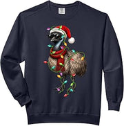 Emu Bird Festive Lights Xmas Santa Hat Emu Christmas Comfort Colors Adult Sweatshirt