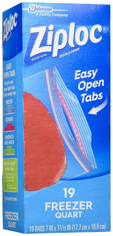 Freezer Bags - 1 qt - 19 ct by Ziploc – One Size, 1.0 liters, Plastic, Clear