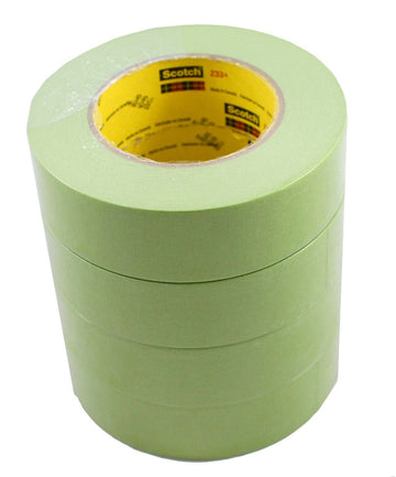 1-1/2" 233+ Green AUTO Masking Tape-4 Roll-Paint CAR by 3M – 24 mm x 55 m, Crepe Paper, Green, Pack of 4, Model 26338_4PACK