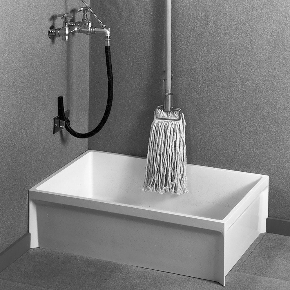 36 in. x 24 in. Modesto Mop Service Basin With Plain Curbs by American Standard – Medium, Stone, White, Model MSB3624100