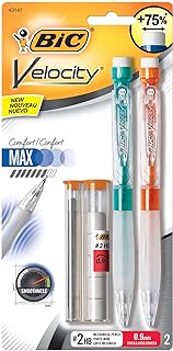BIC Velocity Max Mechanical Pencils, Thick Point, 0.9 mm, #2 HB Lead, Assorted Barrel Colors, Pack Of 2