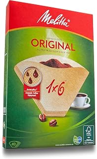 Melitta (merita) Coffee Filters Natural Brown 1 X 6 6 – 12 Cup for 40 Pieces Pa – 164B