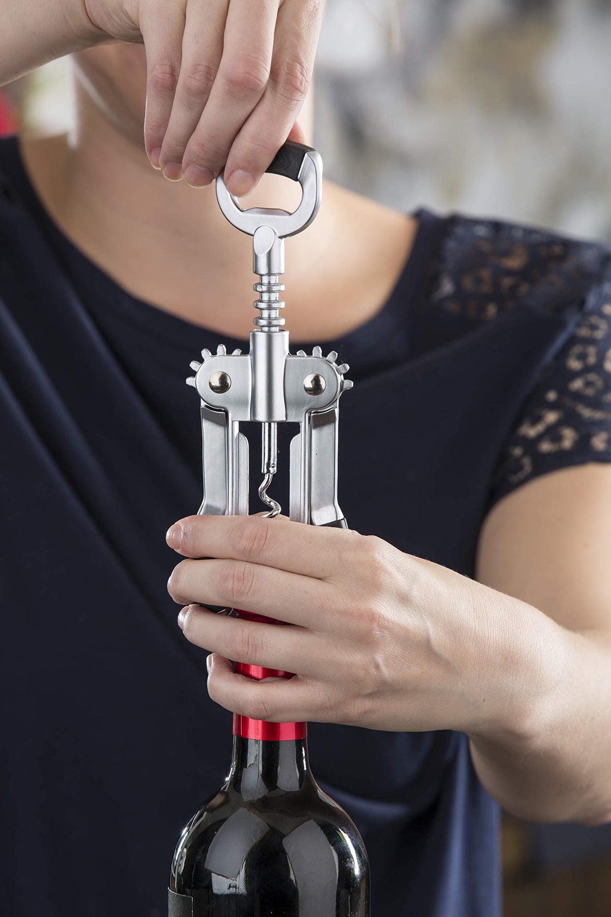 Premium Stainless Steel Wing Corkscrew | Wine Bottle Opener | Commerical Quality for Restaurant by Tablecraft – Stainless Steel, Silver, Model foodservicewarehouse1225