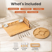 Smirly Bamboo Charcuterie Set, Large Serving Board with Knives and Bowls