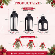 Glooglitter Christmas Lantern Set, 20 16 12 Inch, Black Green Red