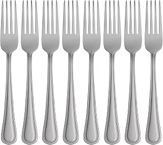 Oneida Tress Dinner Forks Silverware Set for 8, Flatware | mirror finish, dishwasher safe | cutlery set for kitchen and dining, utensil set, heavy duty, kitchen essentials