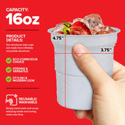 16oz Infinitely Recyclable Aluminum Cups (30 Pack) by Stock Your Home – 16oz, 16.0 ounces, Aluminum, Silver, Pack of 30