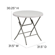 2.63 ft Plastic Round Folding Table by Flash Furniture – 32" Round, Plastic, Metal, Plastic: Polyethylene, Granite White, Model RB-32R-GW-GG