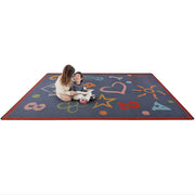 Playful Patterns Kid's Art Area Rug by Joy Carpets – 10'9" x 13'2" (Rectangular), Nylon, Chalkdust, Model 1736G-02