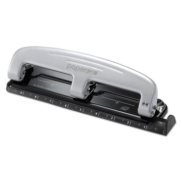 Office inPRESS 12 Reduced Effort Three-Hole Punch by Bostitch – 12 Sheet Black, Metal, Silver/Black, Model 2101