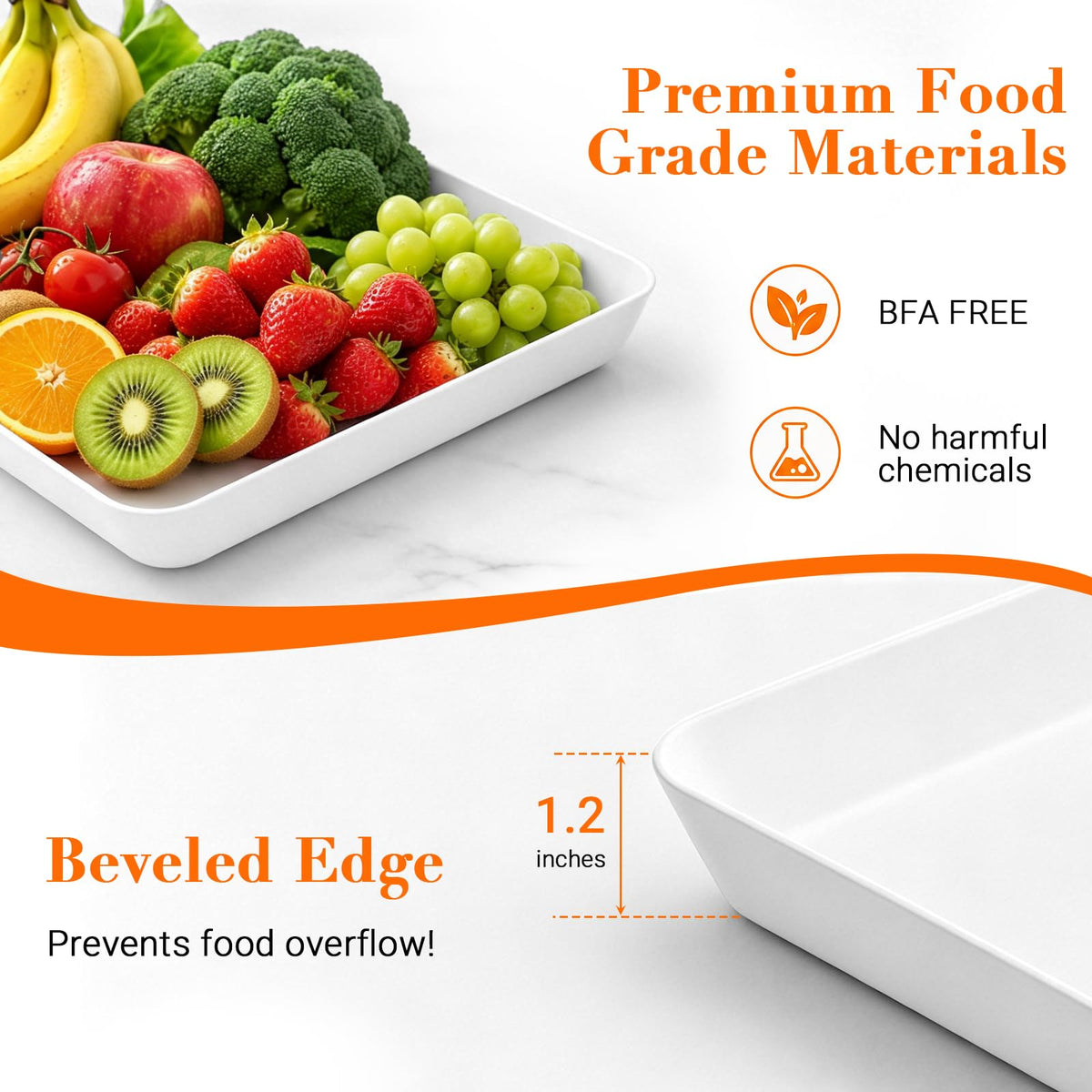 WOWBOX Plastic Serving Trays, 14 x 9.3 Inch, Set of 4, White