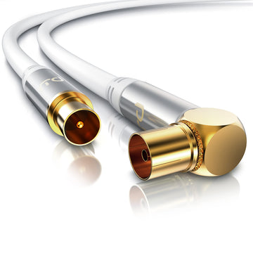 CSL - Antenna Cable Angled 8K 4K HDTV - 1 m Antenna Cable - Coupling 90° Angle to Straight Plug - 75 Ohm - Suitable for TV HDTV Radio DVB-T2 DVB-S DVB-S2 - Right Angle Plug