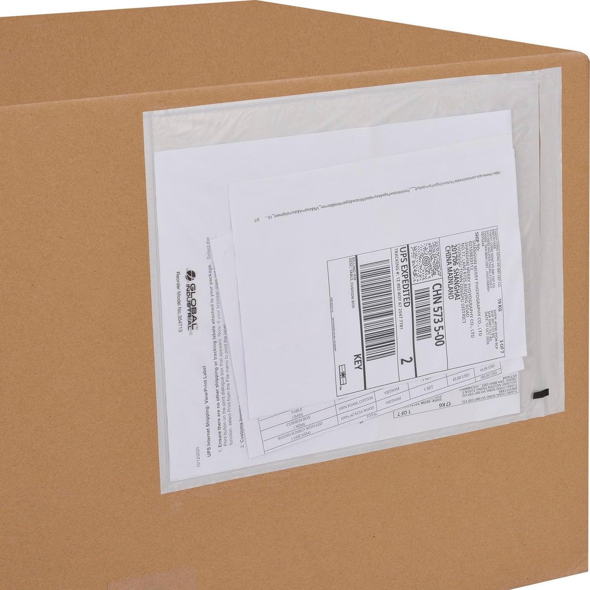 Side Opening Packing List Envelopes by Global Industrial – One Size, Plastic, Clear, Model FD-1C-5344NP