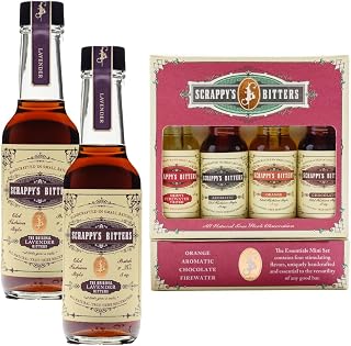 Scrappy's Bitters Collection – Lavender (5 Oz) & Essentials Gift Set (4 ct, 0.5 Oz) – Organic Ingredients, Finest Herbs & Zests, No Artificial Flavors or Dyes – Handcrafted in The USA