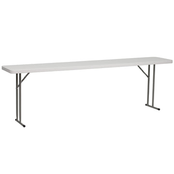8 ft Plastic Folding Training Table by Flash Furniture – 18" x 96" Training, Plastic Steel, Granite White, Model RB-1896-GG