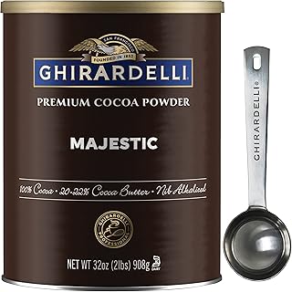Majestic Premium Cocoa Powder, 2 Pound Can with Ghirardelli Stamped Barista Spoon