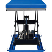 Power Scissor Lift Table with Hand & Foot Control by Global Industrial – Steel, Blue, Model 987549