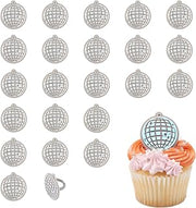DecoPac Disco Ball Cupcake Toppers, 24 Glamorous Cupcake Rings For Birthday, New Years, Decoration - 24 Pack