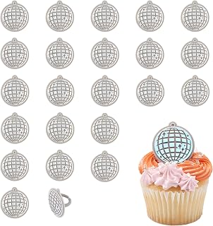 DecoPac Disco Ball Cupcake Toppers, 24 Glamorous Cupcake Rings For Birthday, New Years, Decoration - 24 Pack