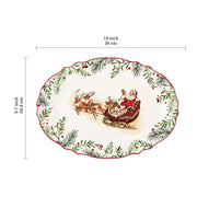 Bico Santa On The Way Scalloped Oval Platters, Large and Medium 16 and 14 Inch, Set of 2