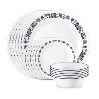 Old Town Blue 18-Piece Round Dinnerware Set by Corelle – 18-Piece Set, Glass, Old Town Blue, Pack of 18, Model 1153645