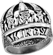 Sterling Silver Kings Crown Ring for Men Large Domed Oxidized 1 1/16 inch wide sizes 8-13
