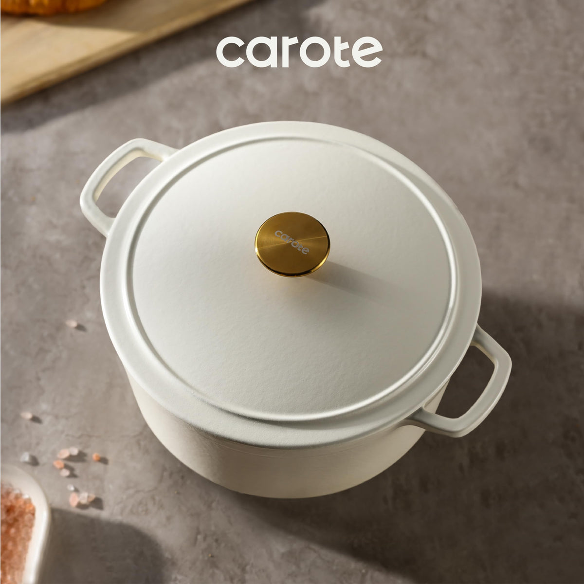 Carote Enameled Cast Iron Dutch Oven, 5 Quart, Cream White