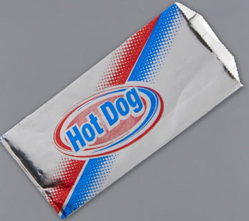 Foil Hot Dog Bags – 3.5x1.5x8.5", Stock Printed, 1000 Bags Per Case