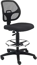 Global Industrial Armless Mesh Drafting Stool, Fabric, Black, Mid Back