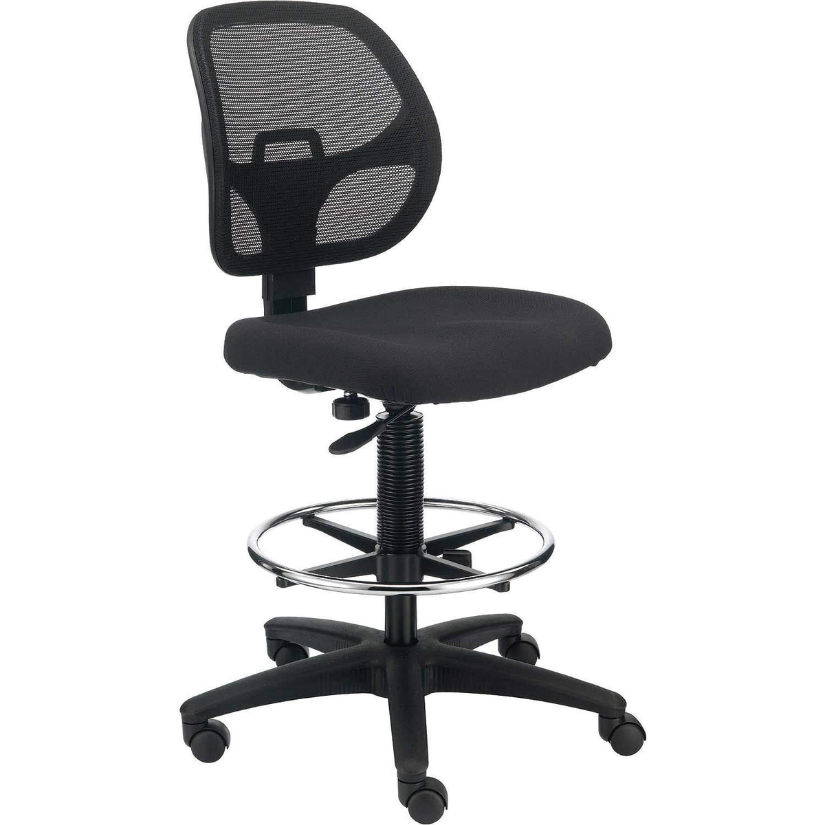 Armless Mesh Drafting Stool by Global Industrial – Polypropylene, Black, Model A2813TMIX-BK