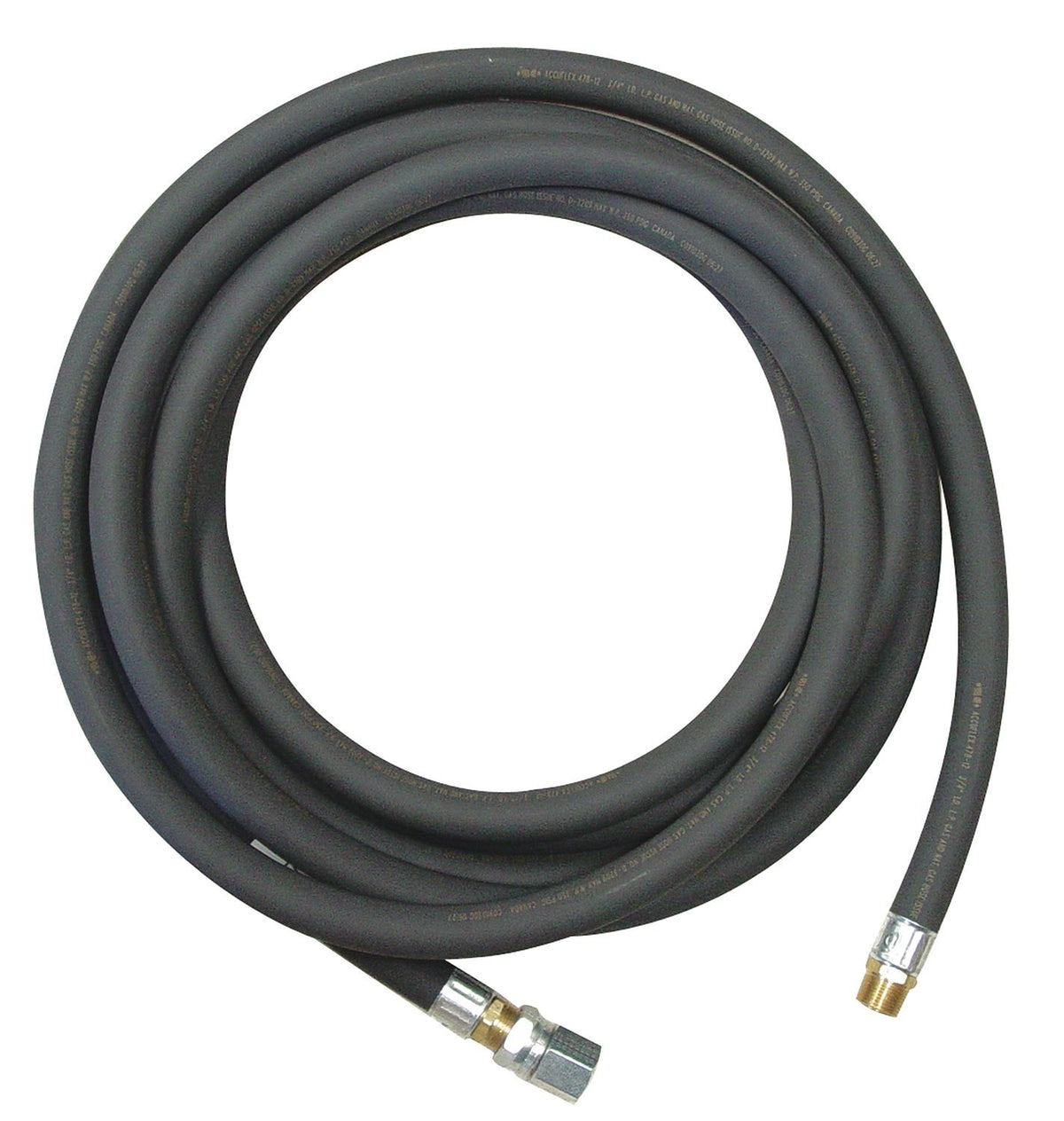 50' Long High Pressure Gas Hose by Heat Wagon – 28"L x 28"W x 8"H, Thermo Rubber / Brass, Black, Model 1050******