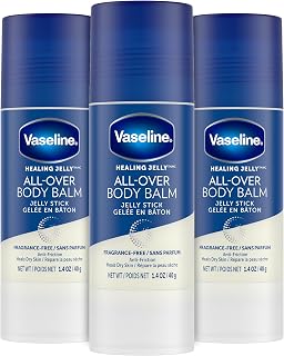 Vaseline All-Over Body Balm Stick 3-Pack, Fragrance-Free Lotion, 1.4 Oz Ea | Non-Greasy, All-Over Body Lotion, Moisturizer Stick | Smooth Rough Skin, Chafing While Traveling | Mess-Free Application